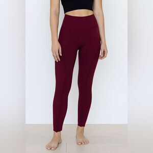 Free People Hearts Aflutter Purple Ruffle Trim High Rise Leggings M